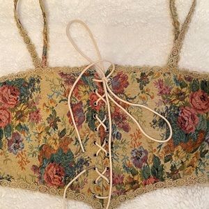 Romantic Victorian corset inspired lace up crop top vest